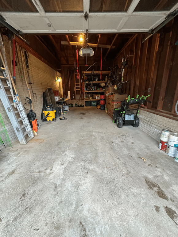 A clean, clear garage space in Binghampton NY after organizing services by Decluttering Chaos